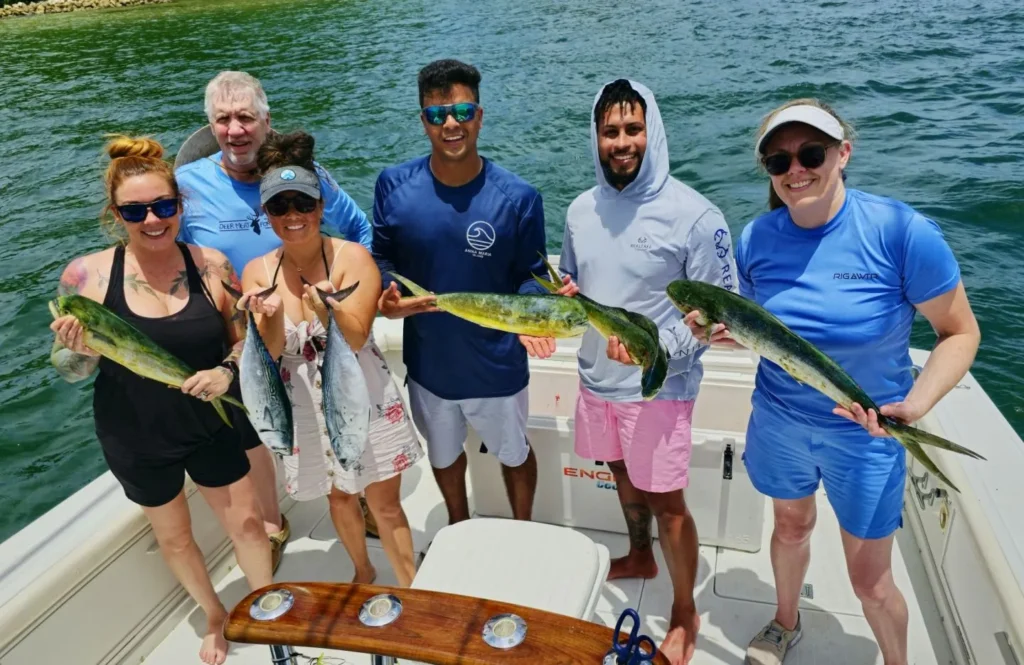 Mahi mahi and bonito action offshore — Palm Beach fishing charter